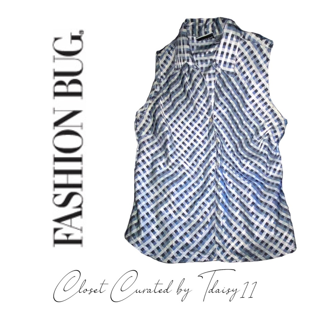 Fashion Bug | S Gingham Blue and White Top (K007)